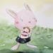 Painting Pink rabbit by Masukawa Masako | Painting Illustrative Watercolor Life style