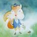 Painting Squirrel by Masukawa Masako | Painting Naive art Life style Watercolor