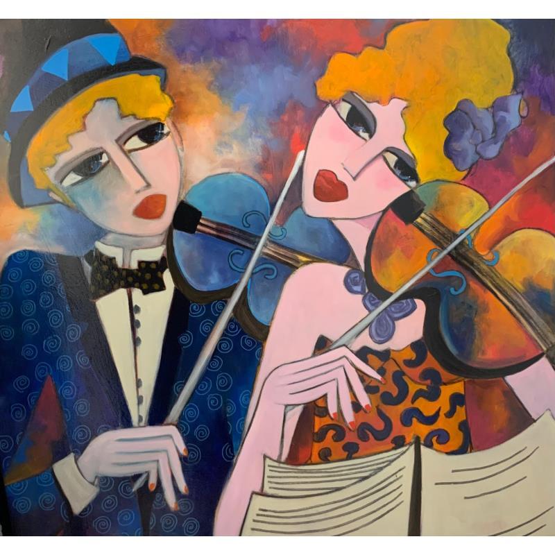 Painting Les violons  by Fauve | Painting Figurative Life style Acrylic