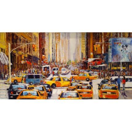 Peinture Taxis New yorkais par Rigaux Régis | Tableau Figuratif Huile Urbain