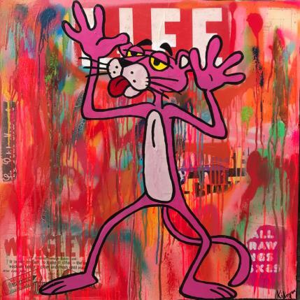 Peinture Pink panther par Kikayou | Tableau Pop art Mixte icones Pop