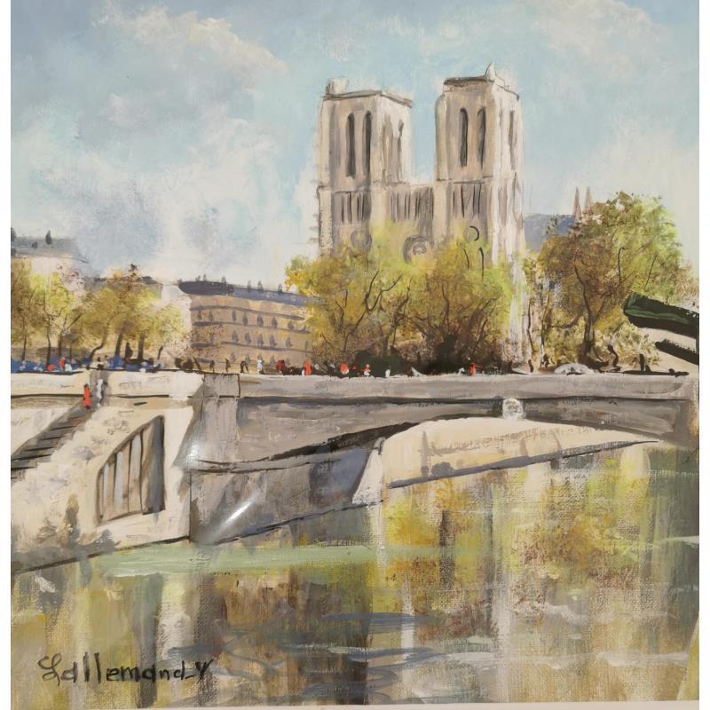 Painting Quai de Seine, vue sur Notre-Dame de Paris by Lallemand Yves | Painting Figurative Acrylic, Oil