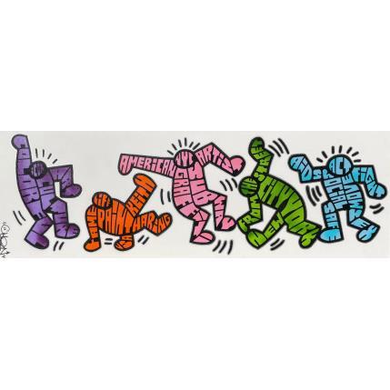 Peinture Keith Haring dance par Cmon | Tableau Street Art Graffiti icones Pop