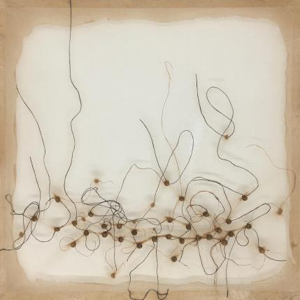 Peinture Whispers of seeds  par Ziyat Yasmina | Tableau Abstrait Bois, Textile Minimaliste