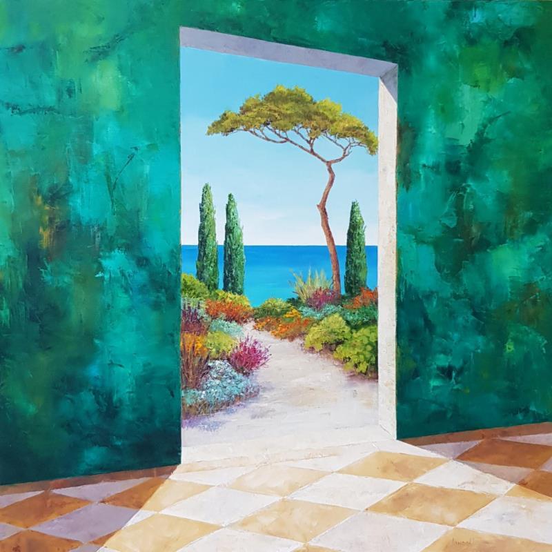 Painting le pavillon d'émeraude by Bessé Laurelle | Painting Figurative Oil Landscapes, Life style, Marine