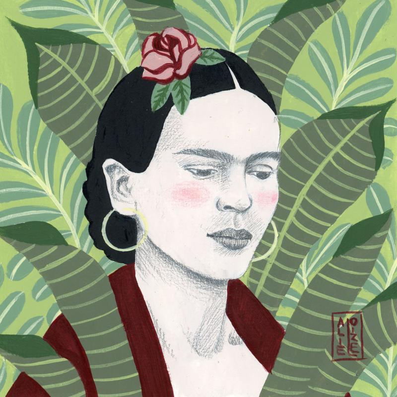 Painting Frida #6 by Alie Loizel | Painting Figurative Portrait Acrylic