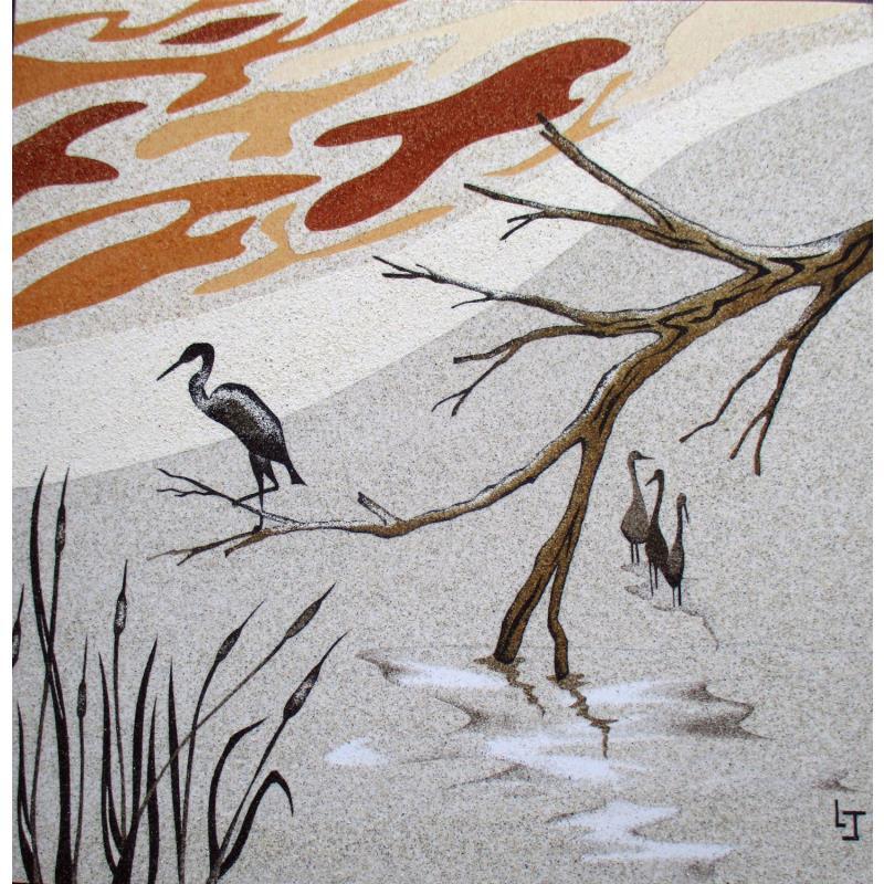 Painting Reflets by Jovys Laurence  | Painting Subject matter Landscapes Animals Sand