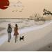 Gemälde Les promeneurs von Jovys Laurence  | Gemälde Materialismus Landschaften Alltagsszenen Sand