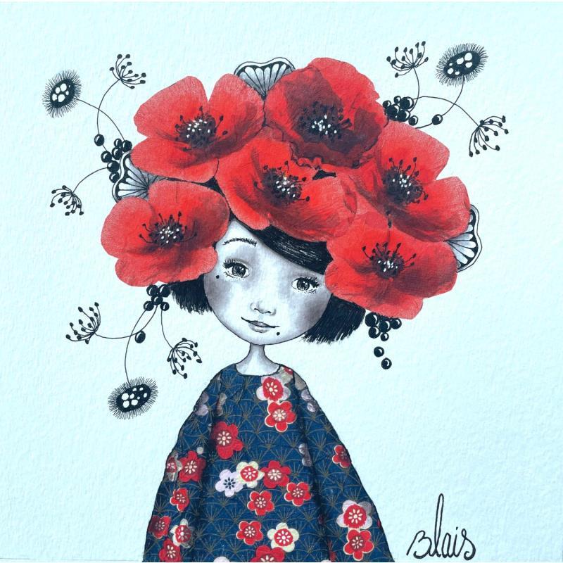 Painting Azelie  by Blais Delphine | Painting Naive art Acrylic Pop icons, Portrait