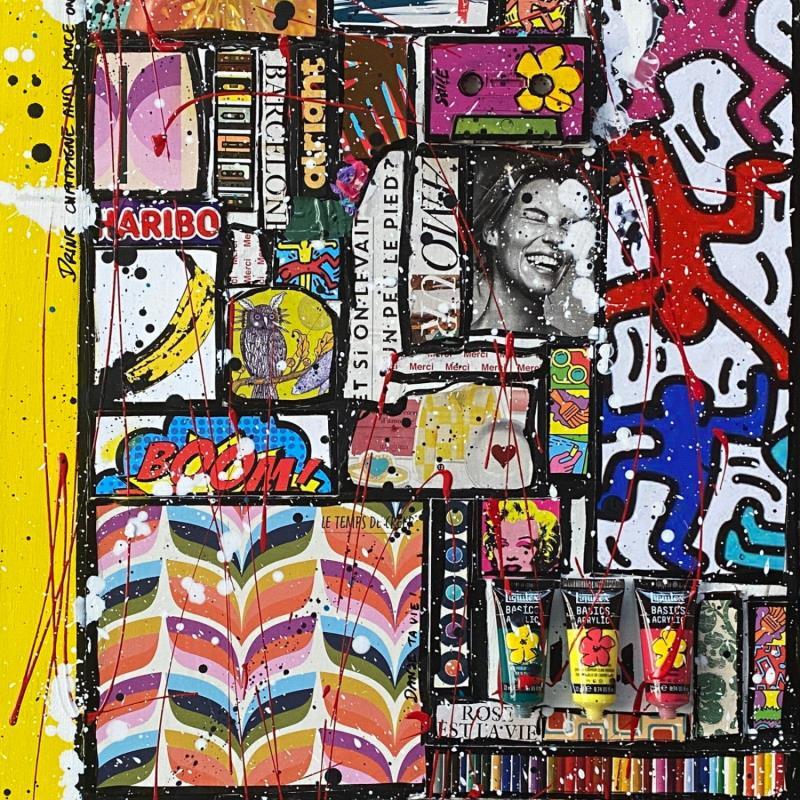 Painting I feel good by Costa Sophie | Painting Pop-art Acrylic, Gluing, Posca, Upcycling