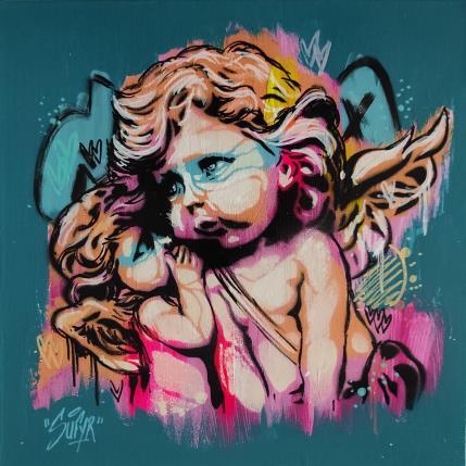 Gemälde Les anges le secret von Sufyr | Gemälde Street art Acryl, Graffiti Pop-Ikonen, Porträt