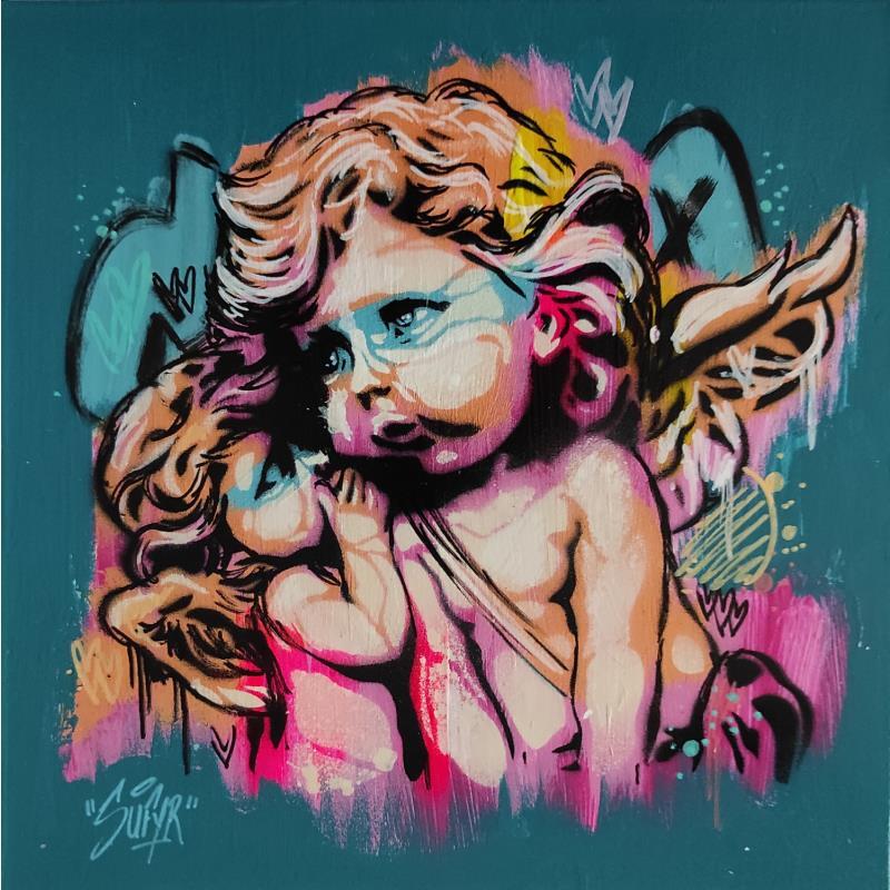 Painting Les anges le secret by Sufyr | Painting Street art Portrait Graffiti Acrylic
