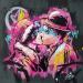 Peinture Chaplin the kiss par Sufyr | Tableau Street Art Icones Pop Graffiti Acrylique