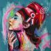 Peinture Marianne par Sufyr | Tableau Street Art Portraits Graffiti Bois Acrylique