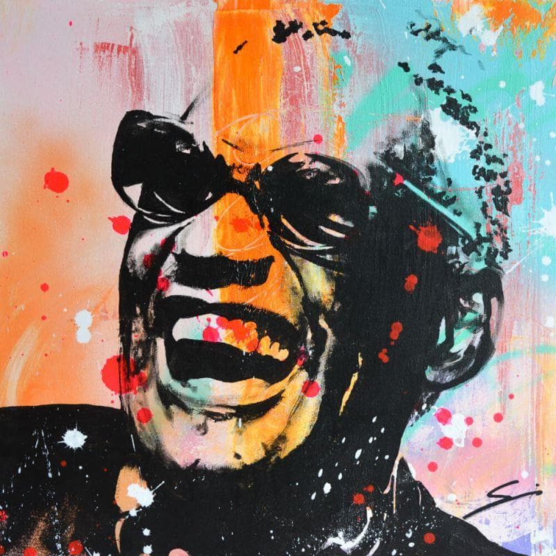 Painting Ray Charles by Mestres Sergi | Painting Pop art Graffiti Pop icons