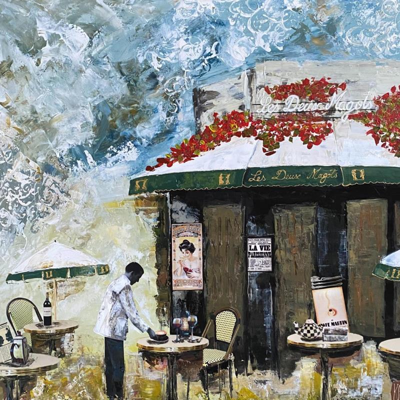 Painting Les deux magots by Romanelli Karine | Painting Figurative Gluing Life style, Urban