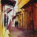 Gemälde Les ocres de Marrakech von Abbatucci Violaine | Gemälde Figurativ Landschaften Urban Aquarell
