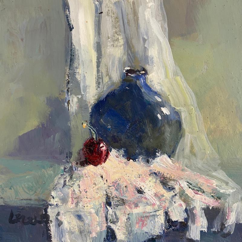 Painting Ma petite cerise by Greco Salvatore | Painting Figurative Still-life Wood Oil