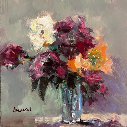 Painting Bouquet framboise by Greco Salvatore | Painting Figurative Oil, Wood Pop icons, Still-life