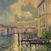 Gemälde Confidences à Venise von Greco Salvatore | Gemälde Figurativ Landschaften Urban Alltagsszenen Holz Öl