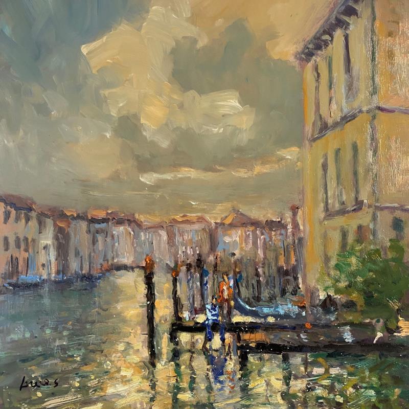 Painting Confidences à Venise by Greco Salvatore | Painting Figurative Landscapes Urban Life style Wood Oil