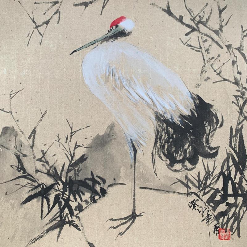 Painting Crane  by Yu Huan Huan | Painting Figurative Ink Animals