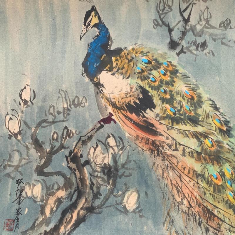 Painting Peacock  by Yu Huan Huan | Painting Figurative Animals Ink