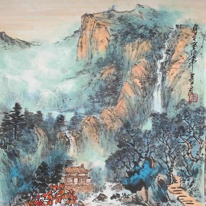Painting Green mountains  by Yu Huan Huan | Painting Figurative Landscapes Ink