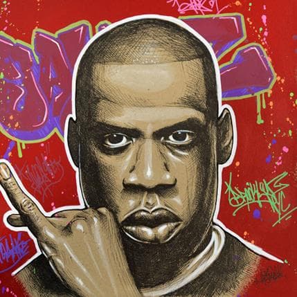 Peinture Jigga par Mestre Mark | Tableau Street Art Graffiti icones Pop, Portraits