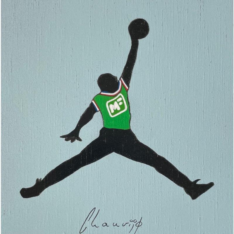 Painting Vert Jordan by Chauvijo | Painting Pop-art Acrylic, Graffiti, Resin Pop icons