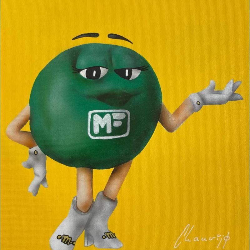 Painting M&M's vert by Chauvijo | Painting Pop-art Pop icons Graffiti Acrylic Resin