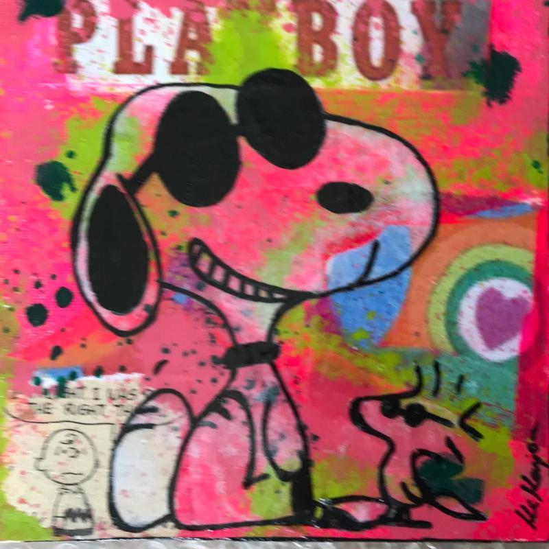 Gemälde Snoopy playboy von Kikayou | Gemälde Pop-Art Graffiti Pop-Ikonen