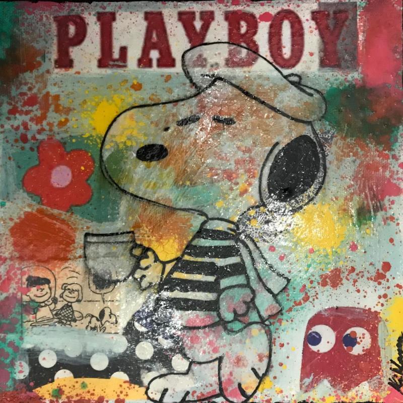 Gemälde Snoopy coffee von Kikayou | Gemälde Pop-Art Pop-Ikonen Graffiti