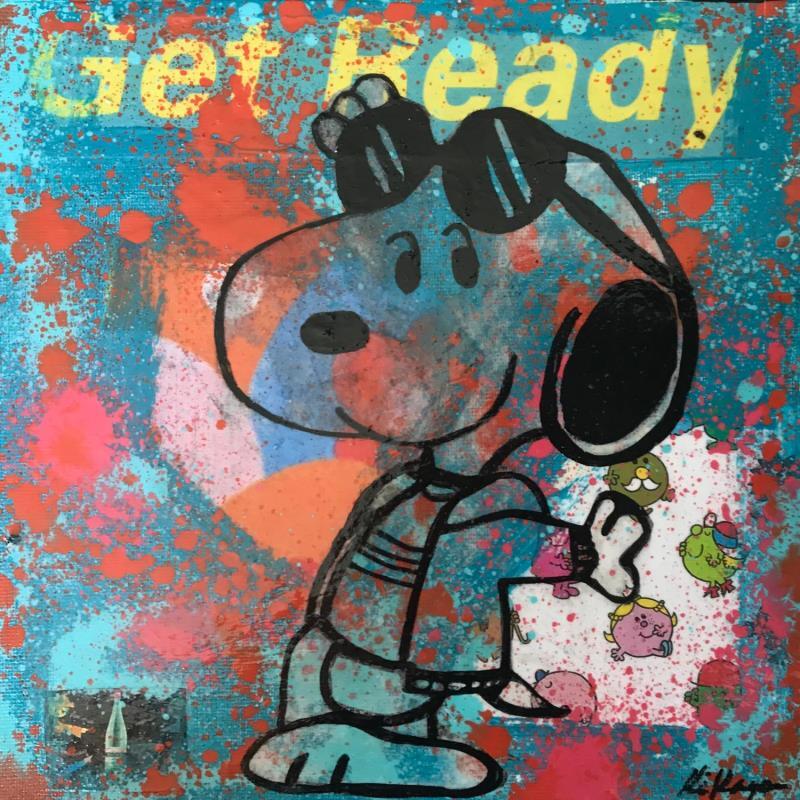 Gemälde Snoopy ready von Kikayou | Gemälde Pop-Art Pop-Ikonen Graffiti