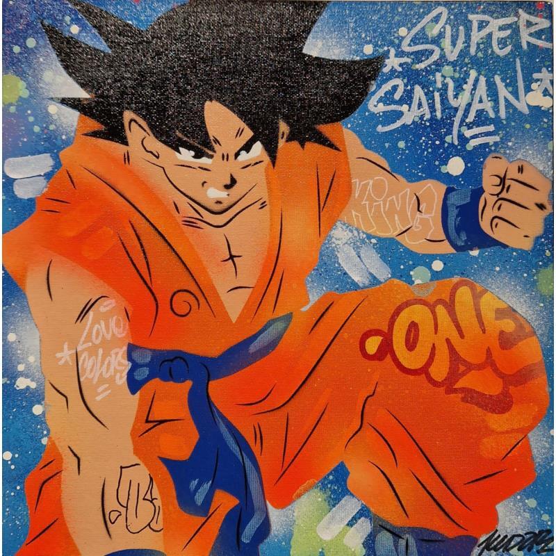 Peinture Son Goku  par Kedarone | Tableau Pop-art Icones Pop Graffiti Posca