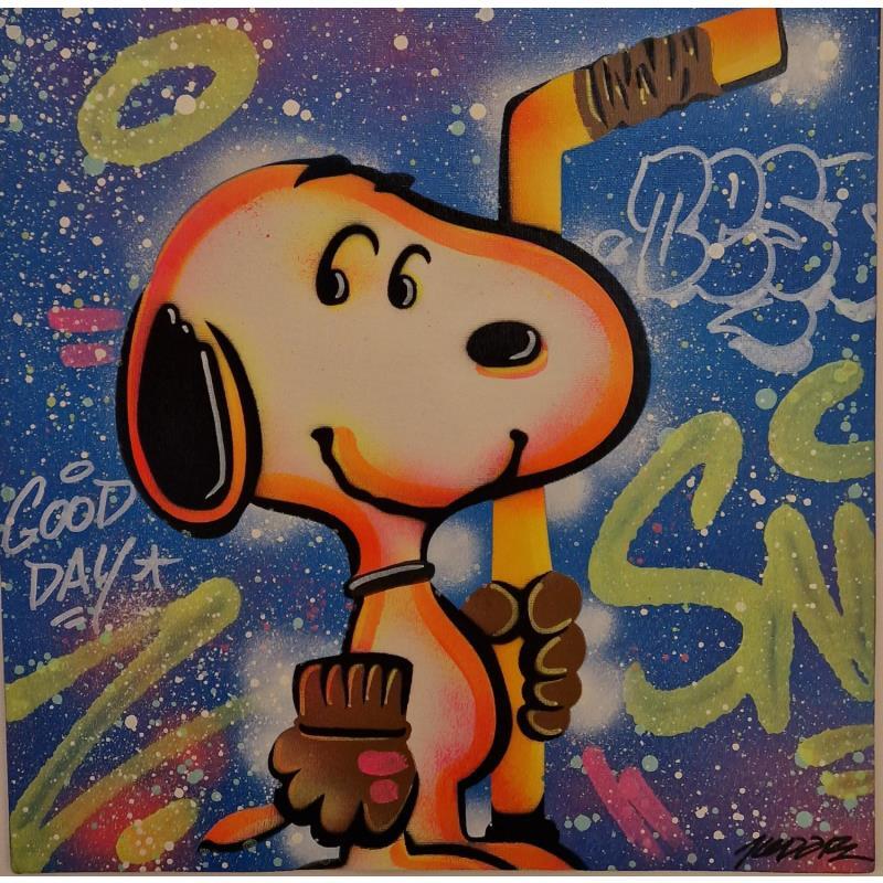 Peinture Snoopy hockey  par Kedarone | Tableau Pop-art Icones Pop Graffiti Posca