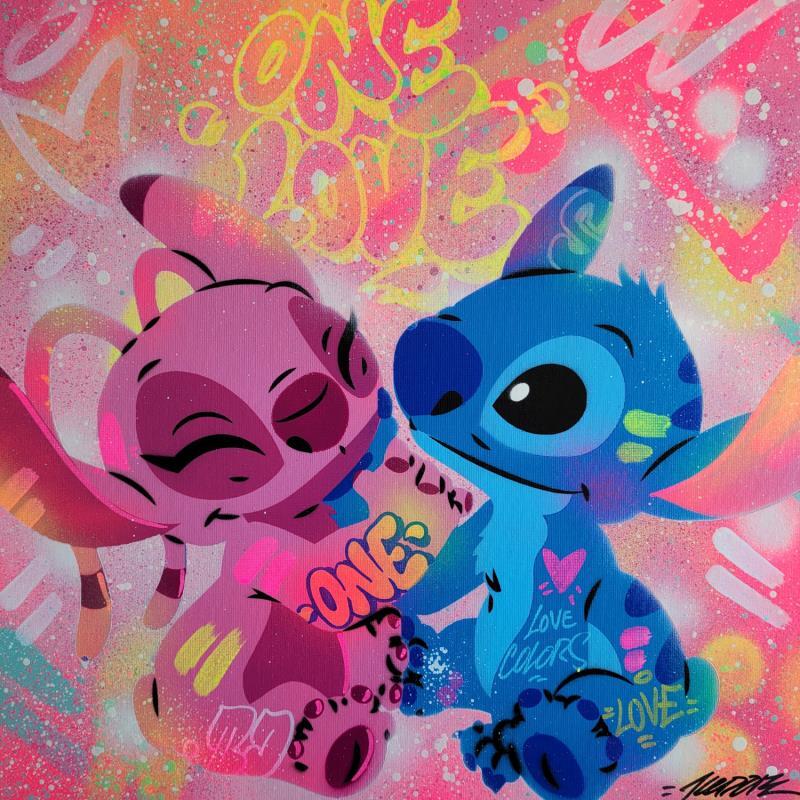Painting Stitch one love by Kedarone | Painting Pop-art Pop icons Graffiti Posca