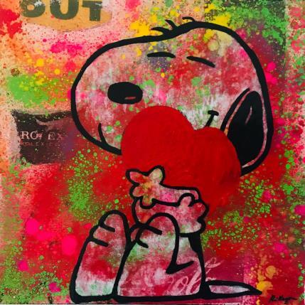 Peinture Snoopy love bis par Kikayou | Tableau Pop-art Graffiti Icones Pop
