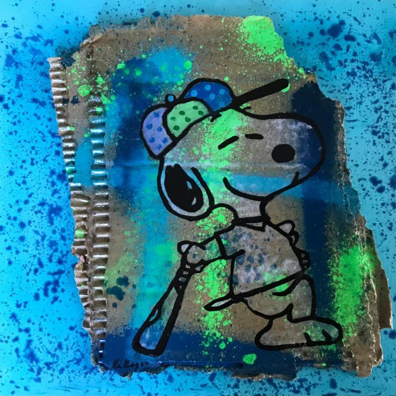 Gemälde Snoopy base ball von Kikayou | Gemälde Pop-Art Pop-Ikonen Graffiti Pappe