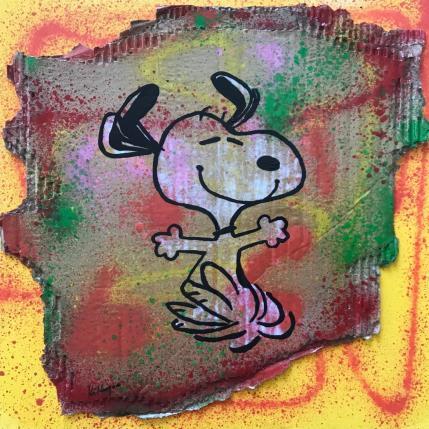 Painting Snoopy happy by Kikayou | Painting Pop-art Cardboard, Graffiti Pop icons