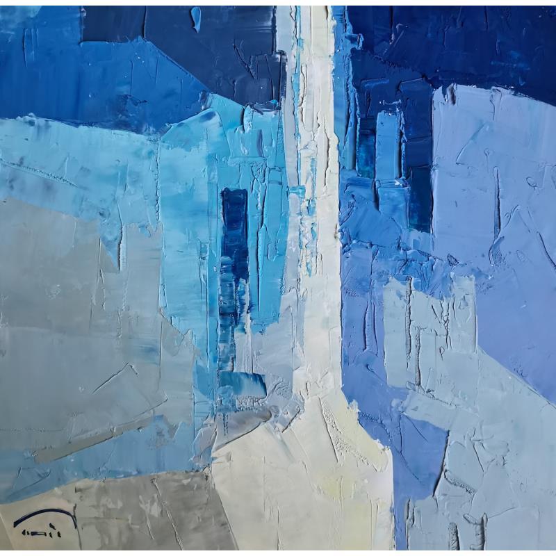 Peinture Blue and blue par Tomàs | Tableau Abstrait Huile scènes de vie, Urbain