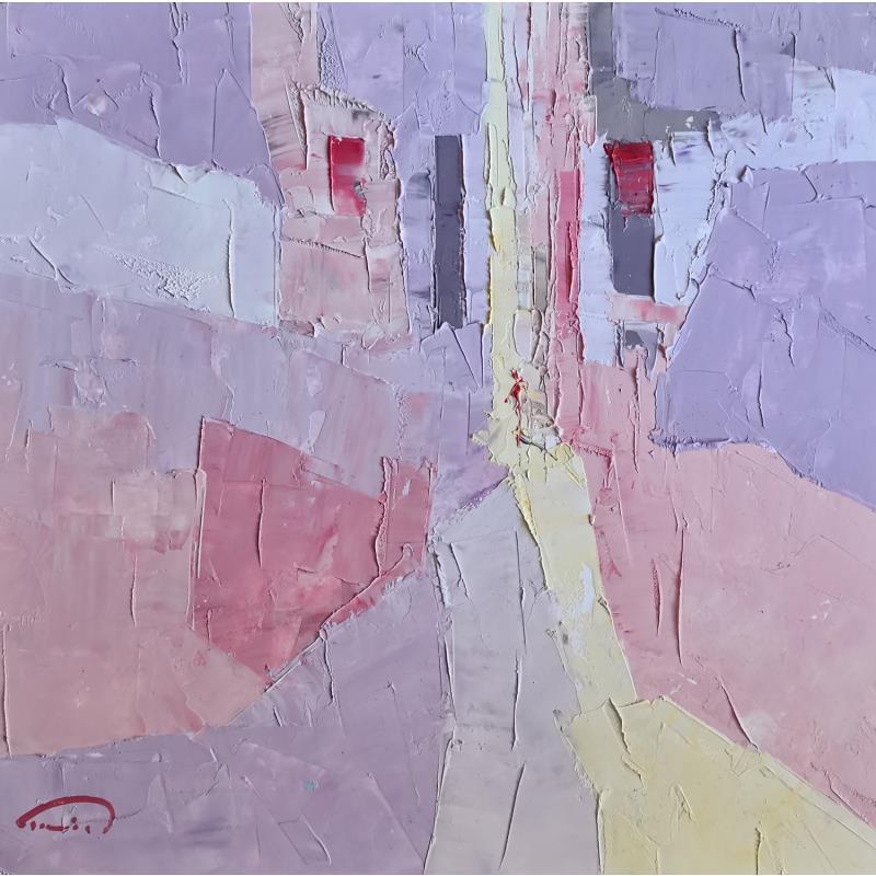 Painting Un monde rose by Tomàs | Painting Abstract Urban Life style Oil