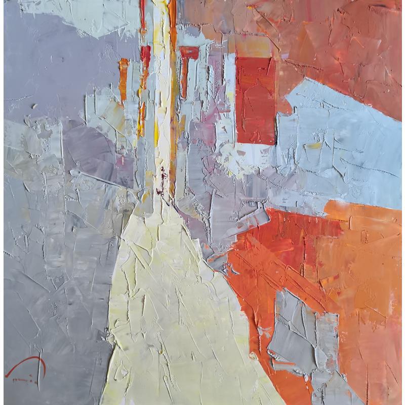 Painting La ville orange  by Tomàs | Painting Abstract Urban Life style Oil
