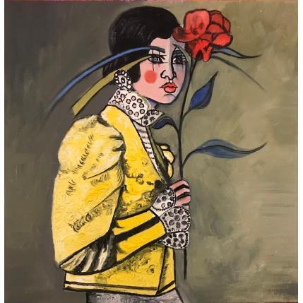 Gemälde L'élégante à la fleur von Manesenkow Tania | Gemälde Figurativ Öl Porträt