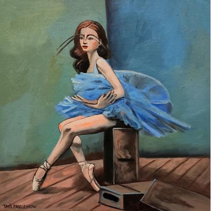 Painting La danseuse bleue by Manesenkow Tania | Painting Figurative Oil Portrait
