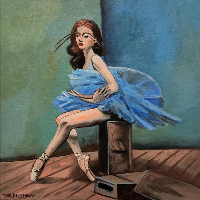 Painting La danseuse bleue by Manesenkow Tania | Painting Figurative Oil Portrait