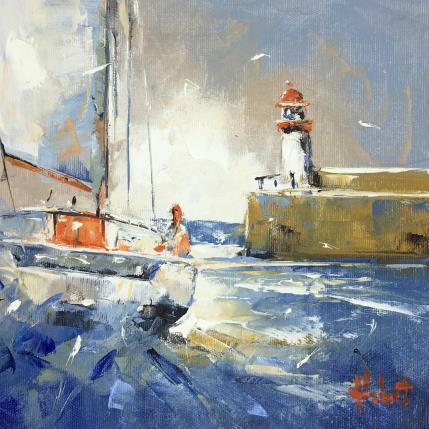Painting Le Phare by Hébert Franck | Painting Figurative Oil Landscapes, Marine