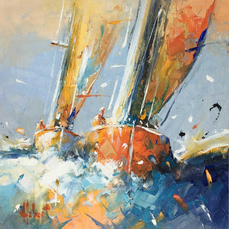 Gemälde Regates von Hébert Franck | Gemälde Figurativ Landschaften Marine Öl