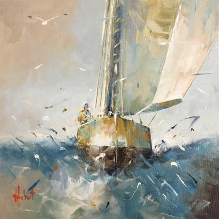 Gemälde En Bleu von Hébert Franck | Gemälde Figurativ Öl Landschaften, Marine