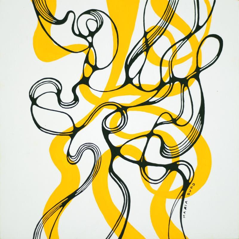 Gemälde Summertime smoke von Duro Maria | Gemälde Abstrakt Minimalistisch Schwarz & Weiß Acryl